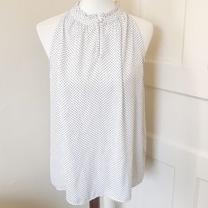 3/$30 NWOT Fab’rik Polka Dot High Neck Ruffle Sz M